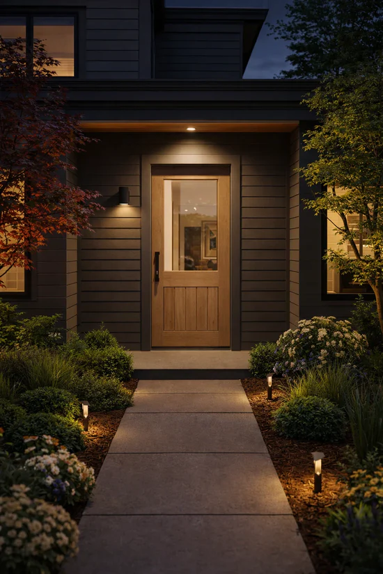 Half Lite Front Timber Door - White Mexicano - Image 3
