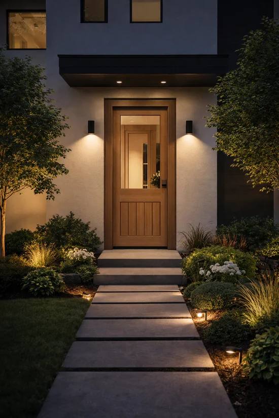 Half Lite Front Timber Door - White Mexicano - Image 4