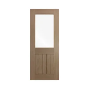 Half Lite Front Timber Door - White Mexicano