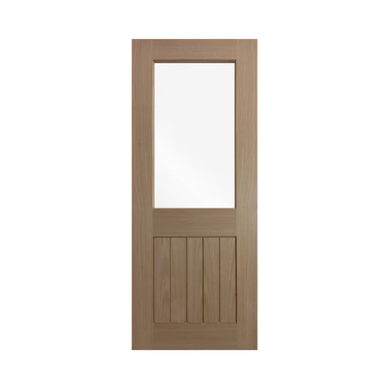 Half Lite Front Timber Door - White Mexicano